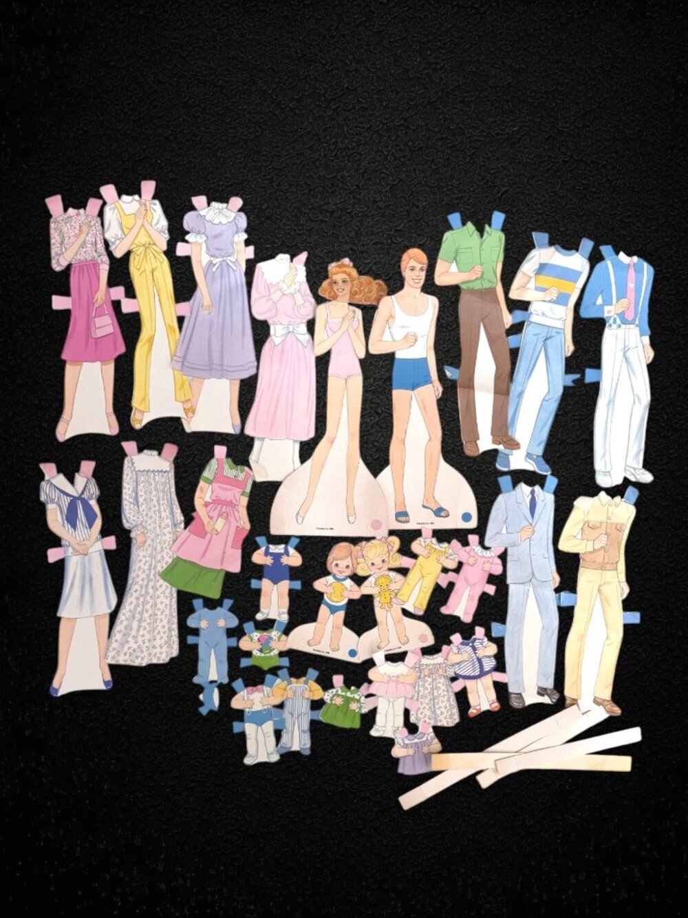 Vintage 1985 Mattel The Heart Family Paper Dolls Clothes Outfits Mixed Lot